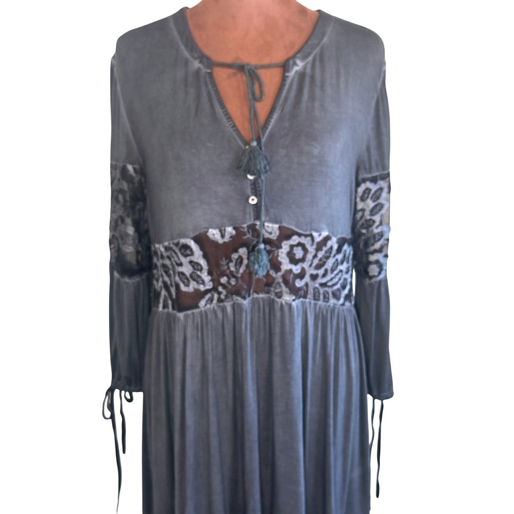 POL Boho Lace Midi Dress Women's Small‎ Oversized Black Soft Whimsy Goth NWT